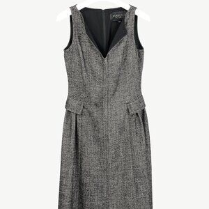 Giambattista Valli Grey Tweed Faux-Pocket Sleeveless Midi Dress